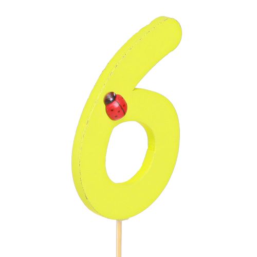 Artículo Tapones de madera número “6” aniversario tapones de números de colores 7cm 16 piezas