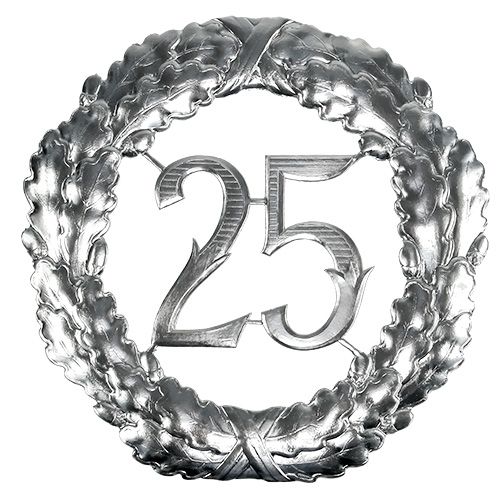 Floristik24 Aniversario numero 25 en plata Ø40cm