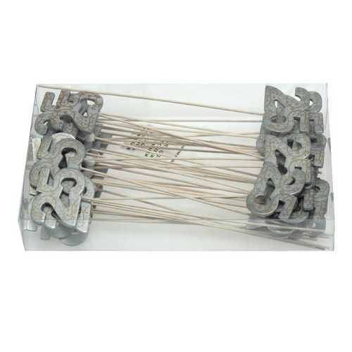 Floristik24 Número de aniversario "25" de madera plateada 36 piezas