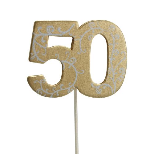 Floristik24 Número de madera "50" en la barra de oro 36