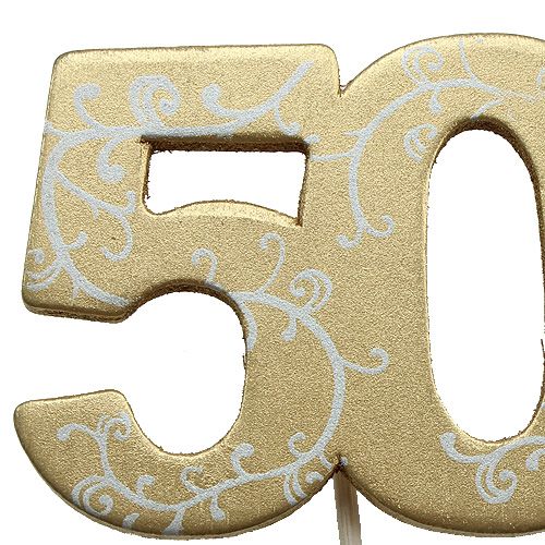 Floristik24 Número de madera "50" en la barra de oro 36