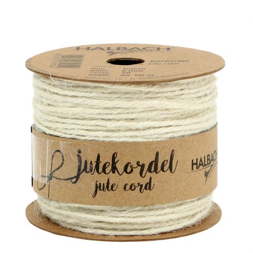 Artículo Cordón de yute blanco Cordón para manualidades Ø2mm 50m