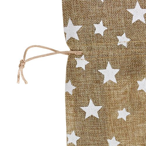 Floristik24 Saco de yute con estrellas 23cm x 23cm H35cm natural