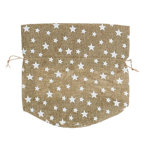 Floristik24 Saco de yute con estrellas 23cm x 23cm H35cm natural