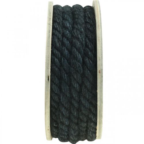 Floristik24 Cuerda de yute negra, cuerda decorativa, fibra de yute natural, cuerda decorativa Ø8mm 7m