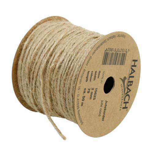 Floristik24 Cordón de yute natural Ø2mm 50m