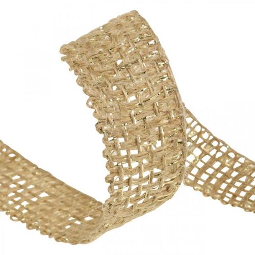 Floristik24 Cinta de yute natural, cinta decorativa dorada de yute 25 mm 10 m