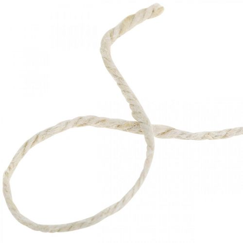 Artículo Cordón de yute, cordón decorativo, cinta artesanal color natural, blanqueado Ø4mm L100m