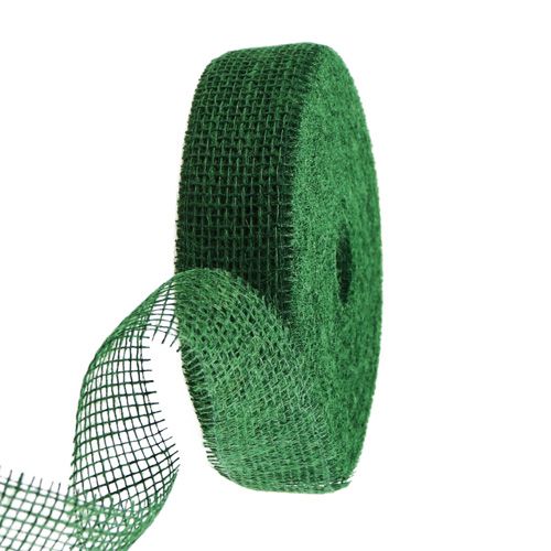 Floristik24 Cinta de yute verde oscuro 5cm 40m