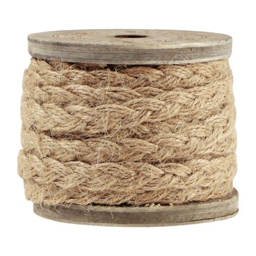 Floristik24 Cinta de yute cordón de yute trenzado carrete de madera natural 10mm 6m