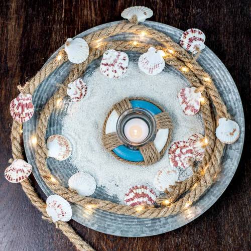 Floristik24 Cordón de yute con conchas y LED 200cm decoración pescado restaurante