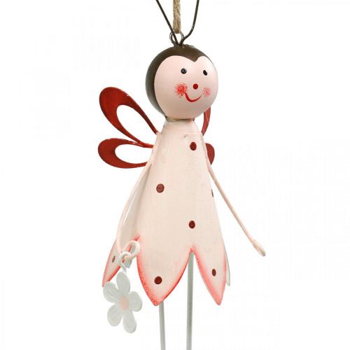 Floristik24 Escarabajo para colgar, decoración primaveral, escarabajo de metal con flor, percha decorativa 2 piezas