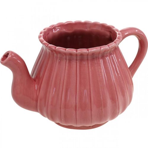 Artículo Tetera decorativa maceta de cerámica rosa, roja, blanca L19cm 3pcs