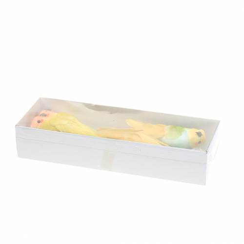 Floristik24 Cacatúa decorativa con alambre de metal verde amarillo H13cm 4pcs