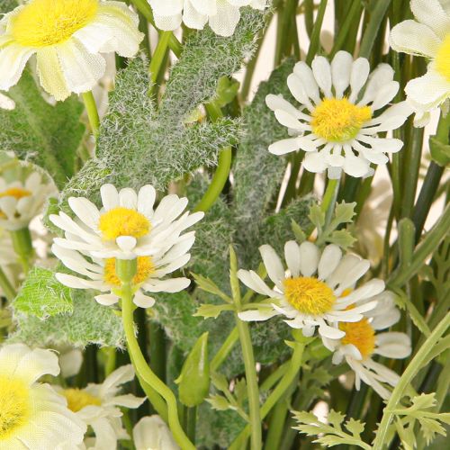Artículo Ramo de manzanilla artificial en verde blanco amarillo L45cm