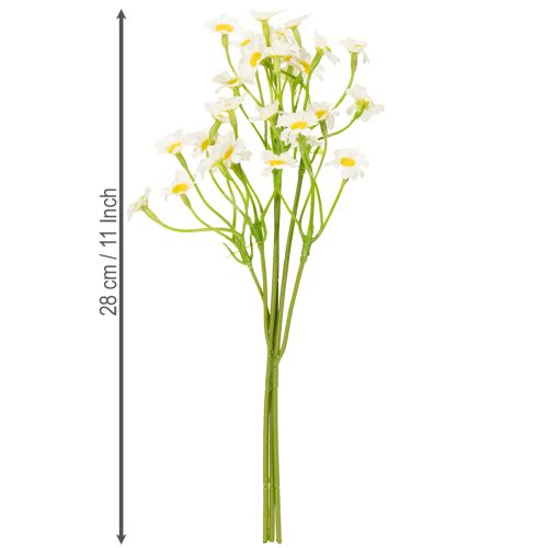 Artículo Manzanilla artificial como ramo de flores para una decoración natural y de fácil cuidado, 28 cm, 3 piezas