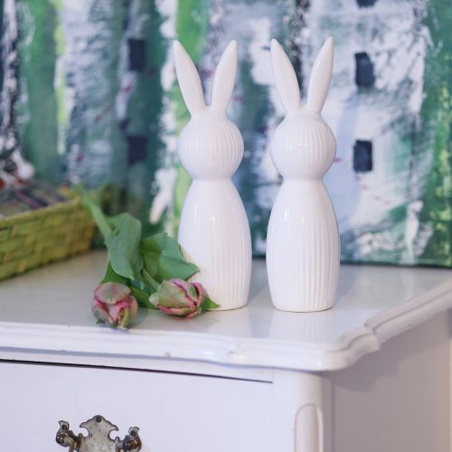Artículo Figura de conejo sencilla como objeto decorativo para arreglos primaverales modernos, 22 cm, 2 piezas