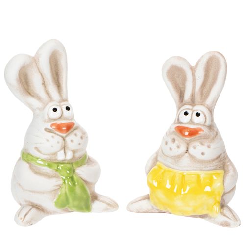 Floristik24 Figuras de conejo de Pascua, cerámica pintada a mano, diseño divertido para decorar, 11 cm (4 piezas)
