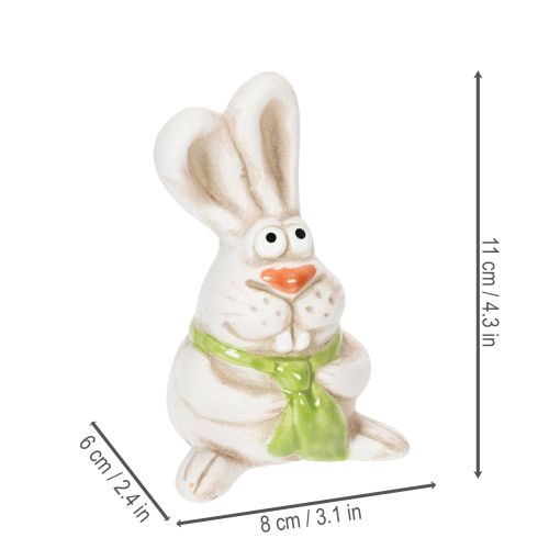 Artículo Figuras de conejo de Pascua, cerámica pintada a mano, diseño divertido para decorar, 11 cm (4 piezas)