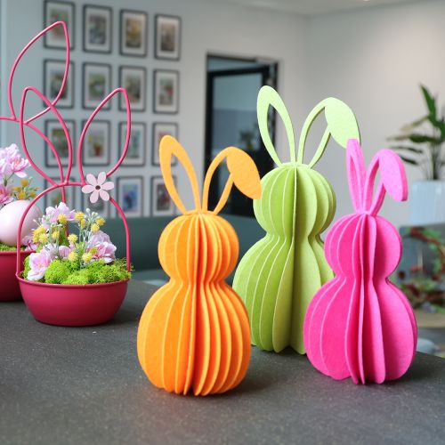 Artículo Figura decorativa de conejo de fieltro para colgar, perfecta para decoraciones de primavera, 20cm, 4 piezas