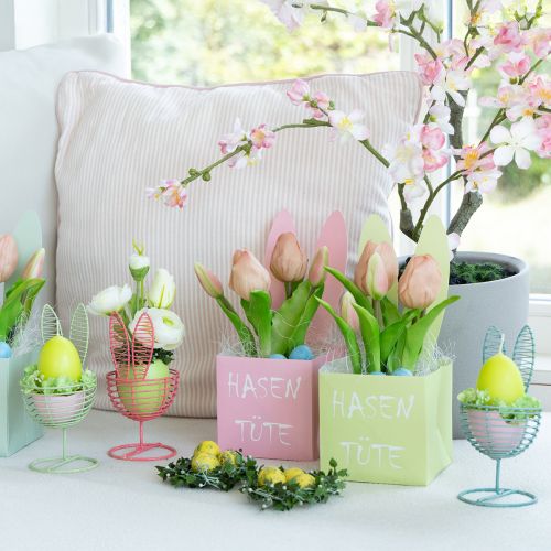 Artículo Conejo de alambre como objeto decorativo abierto para ideas modernas de primavera y Pascua, 16 cm, 3 piezas