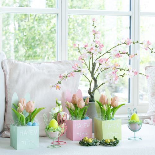 Artículo Conejo de alambre como objeto decorativo abierto para ideas modernas de primavera y Pascua, 16 cm, 3 piezas