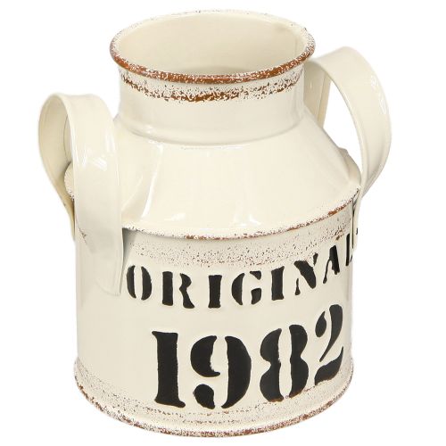 Artículo Jarra de metal decorativa &quot;Original 1982&quot; Crema Óxido H13cm 2uds