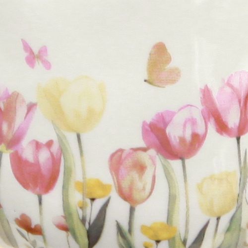 Artículo Jarra de cerámica con motivo floral para acentos primaverales en el salón 20cm