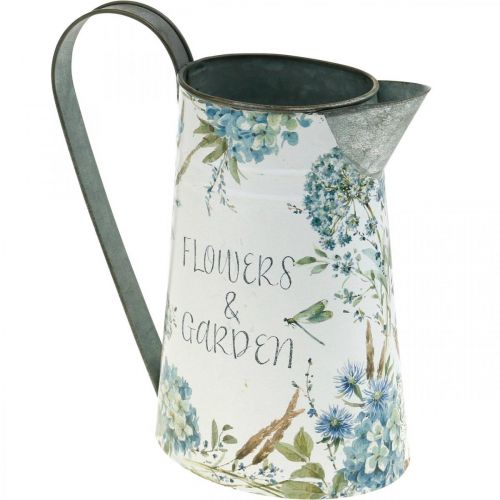 Floristik24 Florero jarra flores azul, verde jardín decoración jardinera metal 23cm