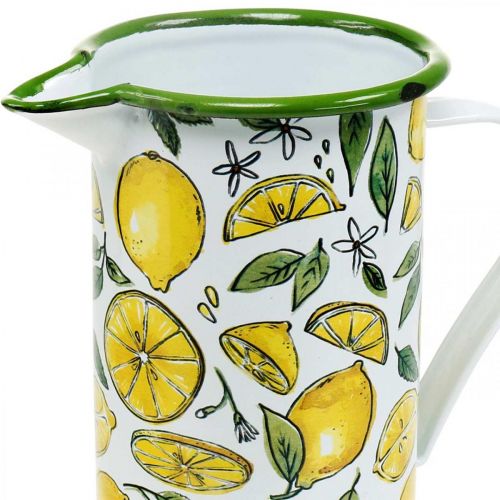 Floristik24 Jarra esmaltada, decoración mediterránea, jarra con estampado de limones H19.5cm Ø9cm