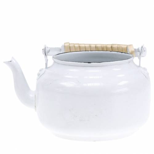 Artículo Jardinera tetera decorativa metal blanco Ø8.6cm H16cm