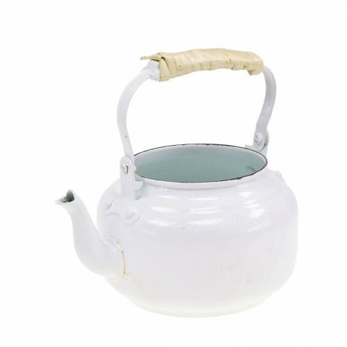 Artículo Jardinera tetera decorativa metal blanco Ø8.6cm H16cm