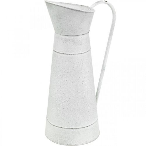 Floristik24 Jarra decorativa metal jarra de metal rústico blanco Ø16,5cm Alt. 41cm