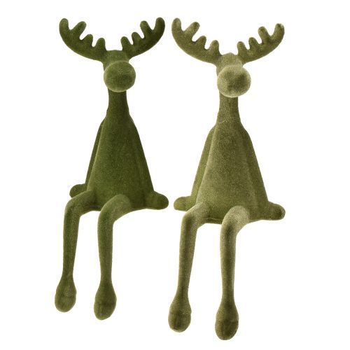 Taburete con borde de alce, asiento decorativo, verde, alto 31 cm, 2 piezas