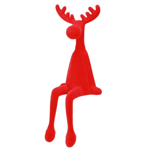 Taburete de borde con decoración de alce navideño flocado 31 cm rojo 3 piezas