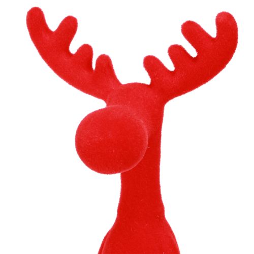 Artículo Taburete de borde con decoración de alce navideño flocado 31 cm rojo 3 piezas