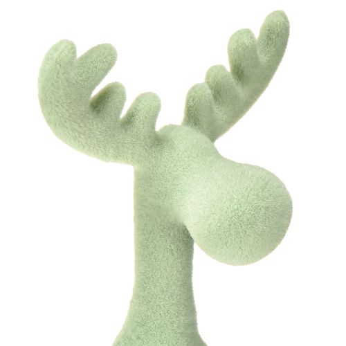 Artículo Taburete de borde con decoración de alce flocado verde marrón menta 31 cm 3 piezas