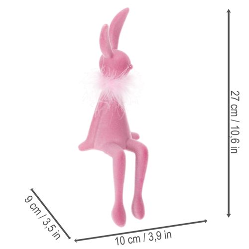 Artículo Figura de conejo de Pascua con boa de plumas, para colocar en estantería, figura decorativa de Pascua, 27 cm, 2 piezas