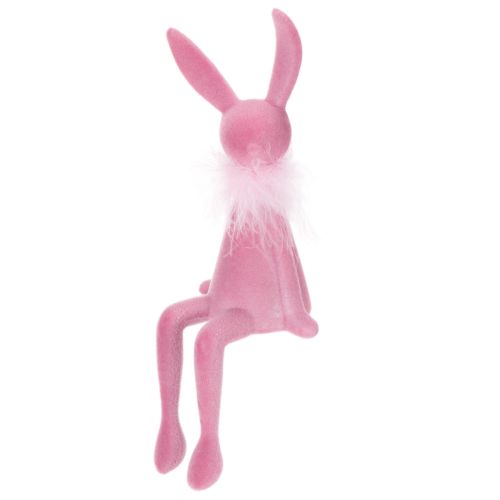 Artículo Figura de conejo de Pascua con boa de plumas, para colocar en estantería, figura decorativa de Pascua, 27 cm, 2 piezas