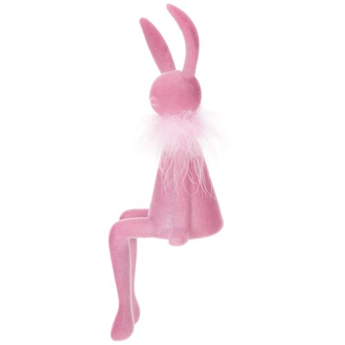 Artículo Figura de conejo de Pascua con boa de plumas, para colocar en estantería, figura decorativa de Pascua, 27 cm, 2 piezas