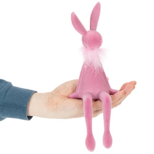 Artículo Figura de conejo de Pascua con boa de plumas, para colocar en estantería, figura decorativa de Pascua, 27 cm, 2 piezas