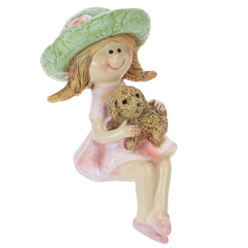 Figura decorativa para estante: Niña sonriente con perro, Ø4,5 cm, H9,5 cm. comprar | Floristik24.es