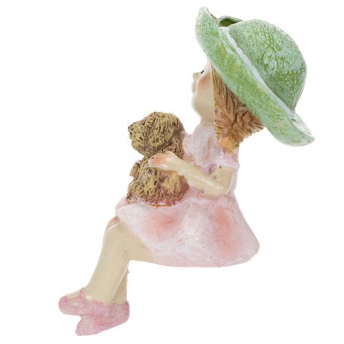 Figura decorativa para estante: Niña sonriente con perro, Ø4,5 cm, H9,5 cm. | Floristik24.es