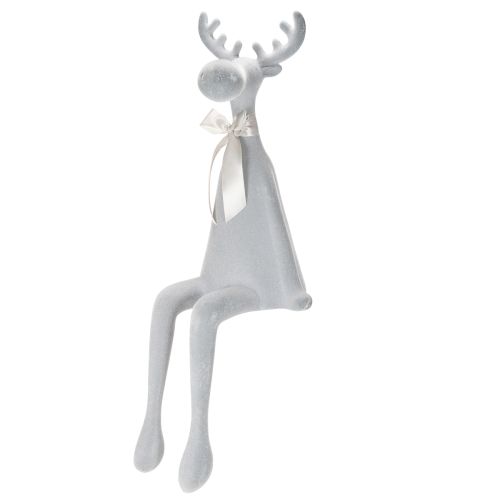 Figura decorativa de alce aterciopelada con lazo, para colocar sobre estante, 80 cm.