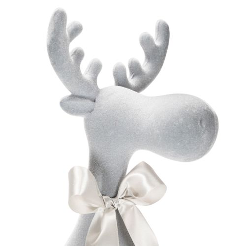 Figura decorativa de alce aterciopelada con lazo, para colocar sobre estante, 80 cm. | Floristik24.es
