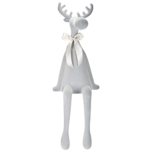 Figura decorativa de alce aterciopelada con lazo, para colocar sobre estante, 80 cm. | Floristik24.es