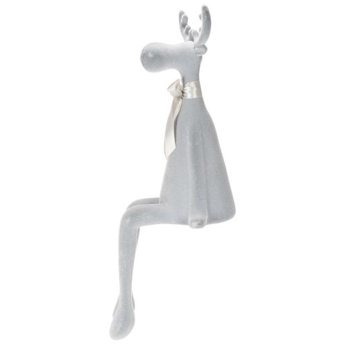 Figura decorativa de alce aterciopelada con lazo, para colocar sobre estante, 80 cm. | Floristik24.es