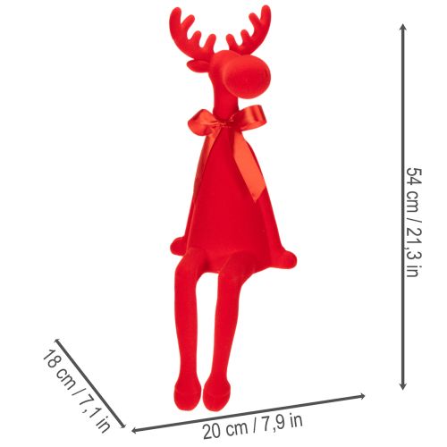 Figura decorativa de alce con lazo, sentado, para colocar sobre estante, 54 cm. | Floristik24.es