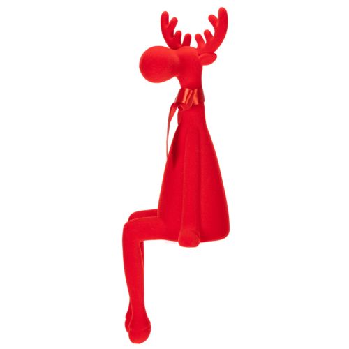 Figura decorativa de alce con lazo, sentado, para colocar sobre estante, 54 cm. | Floristik24.es