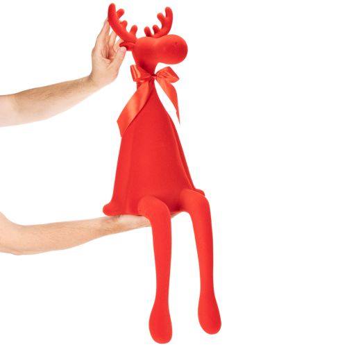 Figura decorativa de alce, para colocar sobre estante, con lazo, 80 cm. | Floristik24.es